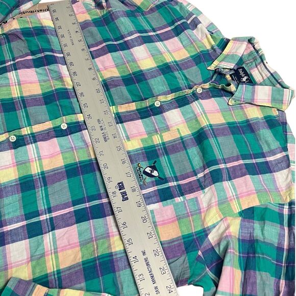 Ralph Lauren Shirt Mens M Colorful Madras Vintage Button Down Crest Golf Pocket - Picture 5 of 10